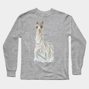 Llama watercolor drawing Long Sleeve T-Shirt